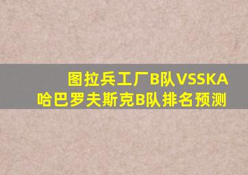 图拉兵工厂B队VSSKA哈巴罗夫斯克B队排名预测