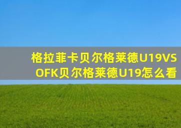 格拉菲卡贝尔格莱德U19VSOFK贝尔格莱德U19怎么看