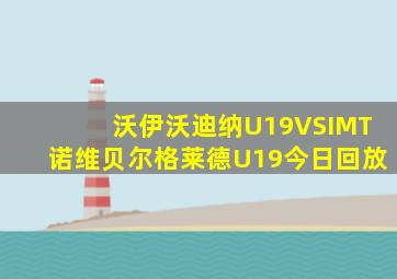 沃伊沃迪纳U19VSIMT诺维贝尔格莱德U19今日回放